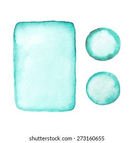 Hand Drawn Watercolor Rectangle And Circle Shapes.