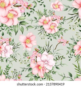 Hand drawn watercolor romantic floral seamless pattern
