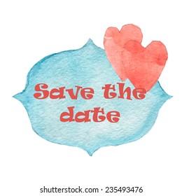 Hand drawn watercolor Save The Date card, eps10