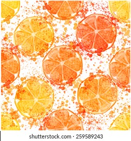 Hand drawn watercolor seamless pattern of lemon 
