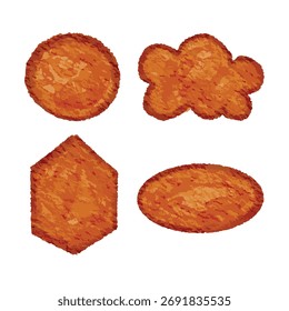 Hand drawn watercolor shape set. circle, cloud, hexagon, and oval in earth tones