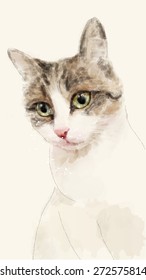 hand drawn watercolor sketch of the cat