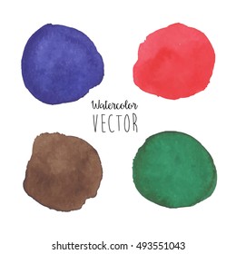 Hand drawn watercolor splashes vector illustration.