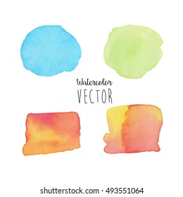 Hand drawn watercolor splashes vector illustration.