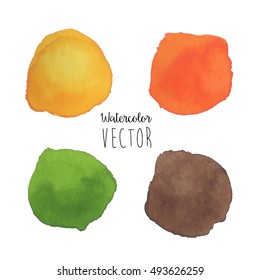 Hand drawn watercolor splashes vector illustration.