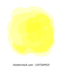 Hand drawn watercolor spot on white. Colored aquarelle blotch. Watercolour splotch. Paint and ink smudges. Bright blur stain. Trendy label brush stroke background