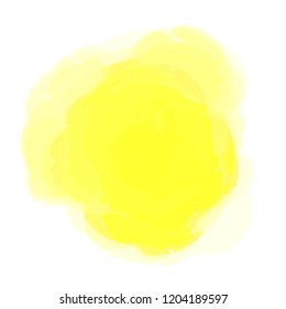 Hand drawn watercolor spot on isolated white. Colored aquarelle blotch. Watercolour splotch. Paint and ink smudges. Bright blur stain. Trendy label brush stroke background
