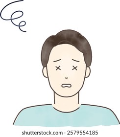 hand drawn watercolor style vector illustration of distressed man