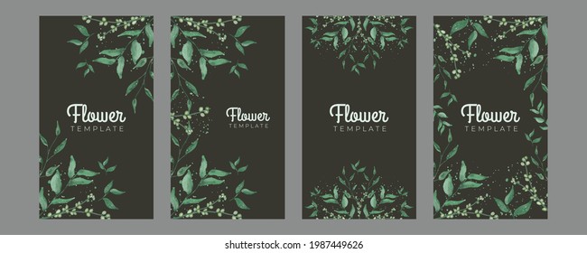 Hand drawn watercolor summer floral invitation card. Beautiful soft floral and leaves greeting card social media post template