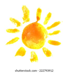 Hand Drawn Watercolor Sun Icon