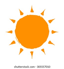 Hand drawn watercolor sun icon. Isolated on white background