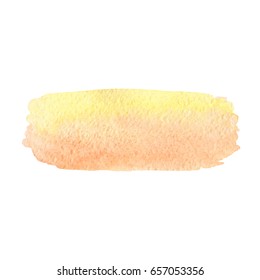 Hand drawn watercolor texture of orange and yellow colors isolated on the white background. Vector.