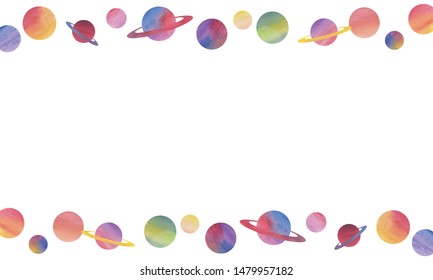 
Hand drawn watercolor texture planet frame