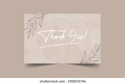 Hand drawn watercolor thank you card template