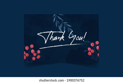 Hand drawn watercolor thank you card template