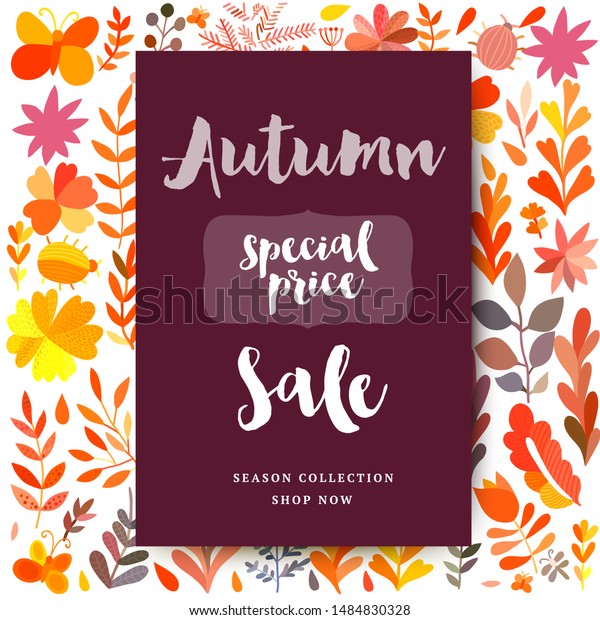 Hand Drawn Watercolor Vector Illustration Autumn Stock Vector