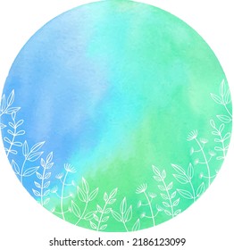 Marco redondo de vector de acuarela dibujado a mano. Herencia floral de garabato con hojas, bayas, ramas. Tinta, cosecha y estilo rústico. 