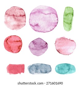 Hand drawn watercolor vector texture, blobs and strokes