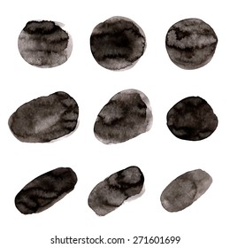 Hand drawn watercolor vector texture, blobs and strokes