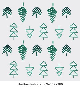 Hand drawn watercolor vintage decoration items. Set of isolated floral rustic forest