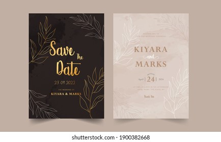 Hand drawn watercolor wedding card template (save the date, rsvp, thank you )