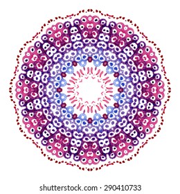Hand drawn water-colour mandala. Hand painted watercolor circles
