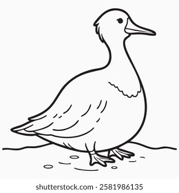 Hand drawn waterfowl animal silhouette