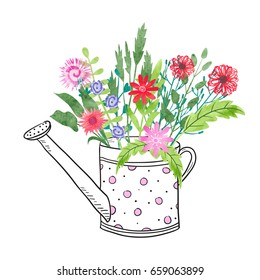 Hand drawn watering can