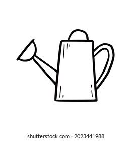 Hand drawn watering can. Doodle sketch style. Drawing line simple watering can icon. Isolated vector illustration.