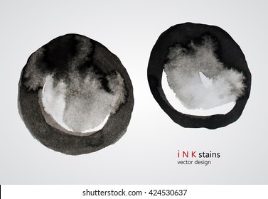hand drawn water/ink stain. hand drawn black blots design elements. ink splattered background element.
