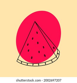 Hand drawn watermelon. Abstract watermelon slice. Vector illustration. 