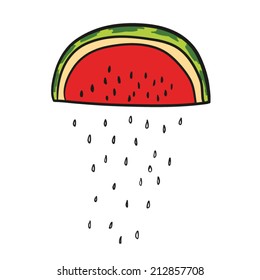 Hand drawn watermelon drops fall vector illustration
