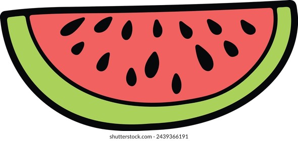 Hand Drawn watermelon in flat style isolated on background