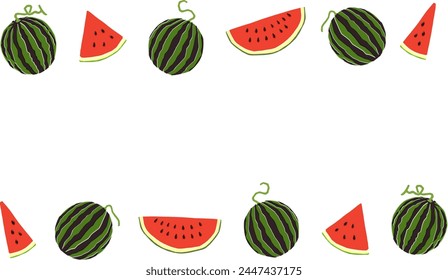 Hand drawn watermelon frame illustration material
