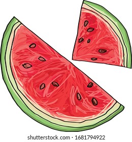 Ilustración del vector de frutas de la sandía dibujada a mano 