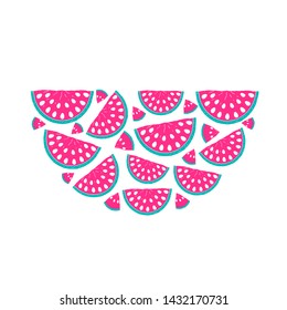 Hand drawn watermelon isolated on white background.