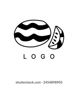 Vector de diseño de logotipo de sandía dibujado a mano. adecuado para marca, embalaje, ropa, producto orgánico natural, negocio agrícola, diseño de etiquetas alimentarias.