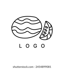 Hand drawn watermelon logo design vector. suitable for brand, packaging, clothing, natural organic product, agriculture business, food label design.