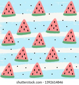 hand drawn watermelon seamless Pattern 
