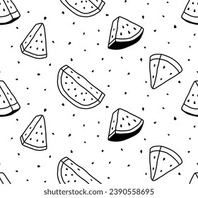 Hand drawn watermelon seamless pattern.