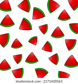 Hand drawn watermelon slices illustration summer time background