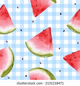 Hand drawn watermelon summer seamless pattern background