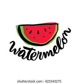 hand drawn watermelon with trend lettering design