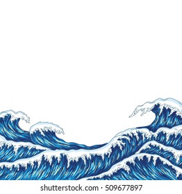 Hand drawn wave background. Vector illustration