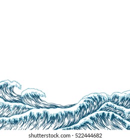 Hand drawn wave background. Vector illustration