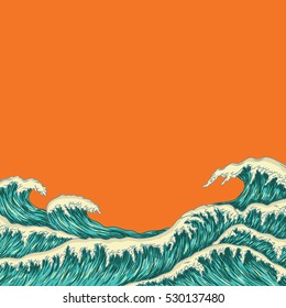 Hand drawn wave background. Vector illustration