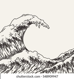 Hand drawn wave background. Vector illustration