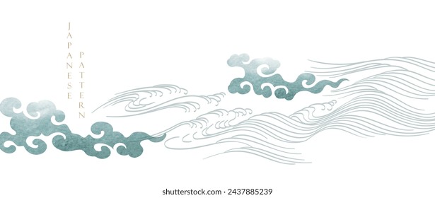 hand drawn wave, chinese cloud, ocean sea, wallpaper, traditional, blue background, japanese pattern, retro style, line pattern, vintage, oriental pattern, nature, illustration, frame border, abstract