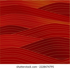 hand drawn wave curve line background, gradient vector wallpaper for vintage Christmas poster design, color changeable 