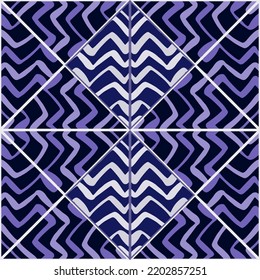 Patrón sin fisuras del mosaico de ondas dibujadas a mano. Papel de paredes interminables en mosaico de zigzag decorativo. Ornamento creativo abstracto. Diseño para tela, impresión textil, papel de envoltura, cubierta. Ilustración del vector
